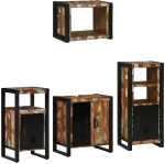 vidaXL Σετ Επίπλων Μπάνιου 4 pcs Πολύχρωμο Στερεό ανακτημένο ξύλο