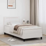 vidaXL κρεβάτι με ανάρτηση , στρώμα σε λευκό, 90x200 εκ., ψεύτικο δέρμα.