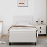 vidaXL κρεβάτι με ανάρτηση , στρώμα σε λευκό, 90x200 εκ., ψεύτικο δέρμα.