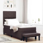 vidaXL Box Spring Κρεβάτι με Στρώμα & Πάγκο Σκούρο Καφέ 80x200 εκ Ύφασμα