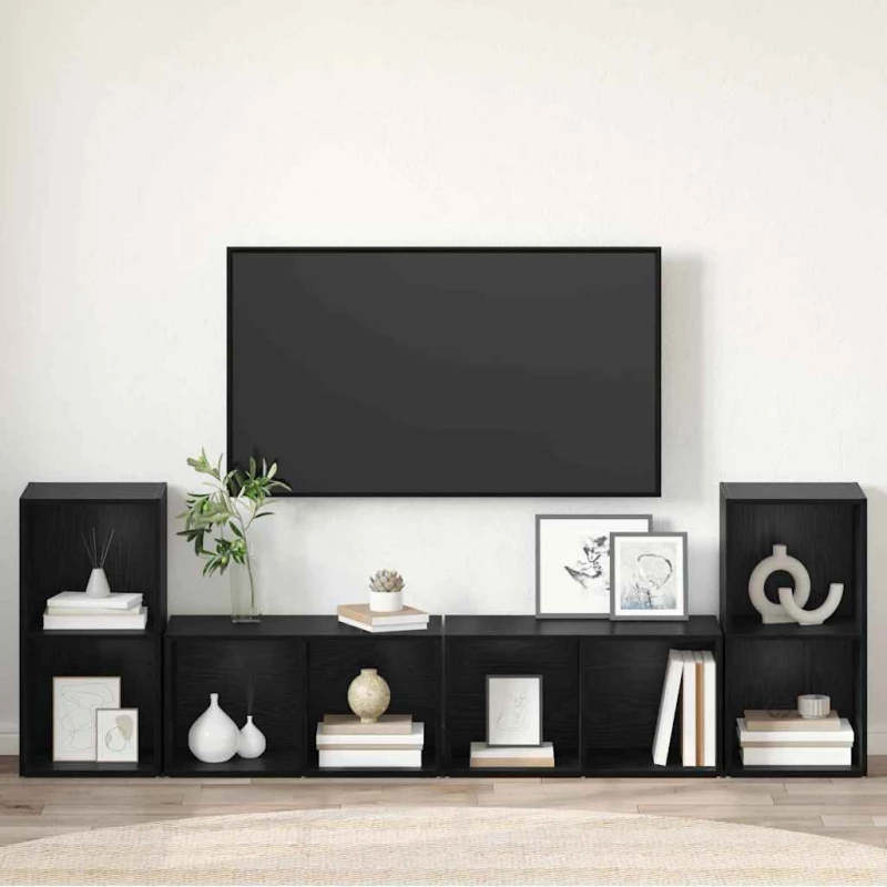 vidaXL Σετ επίπλου τηλεόρασης 4 pcs Μαύρη Δρυς 72 x 35 x 36.5 cm