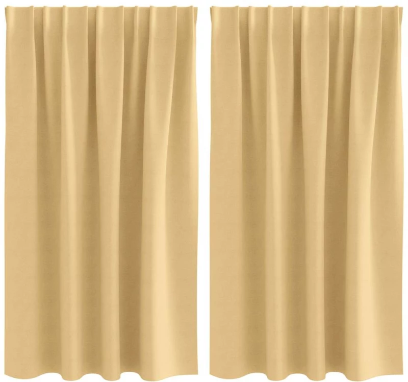vidaXL Κουρτίνες με κουρτίνες 2 pcs Μπεζ 140 x 140 cm Πολυεστέρας