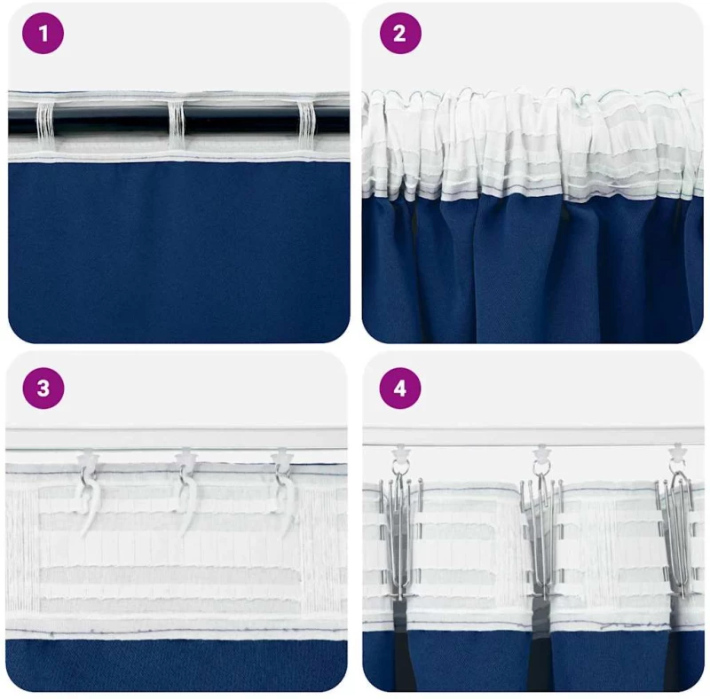 vidaXL Κουρτίνες 2 pcs Σκούρο Μπλε 260 x 140 εκ. Πολυεστέρας