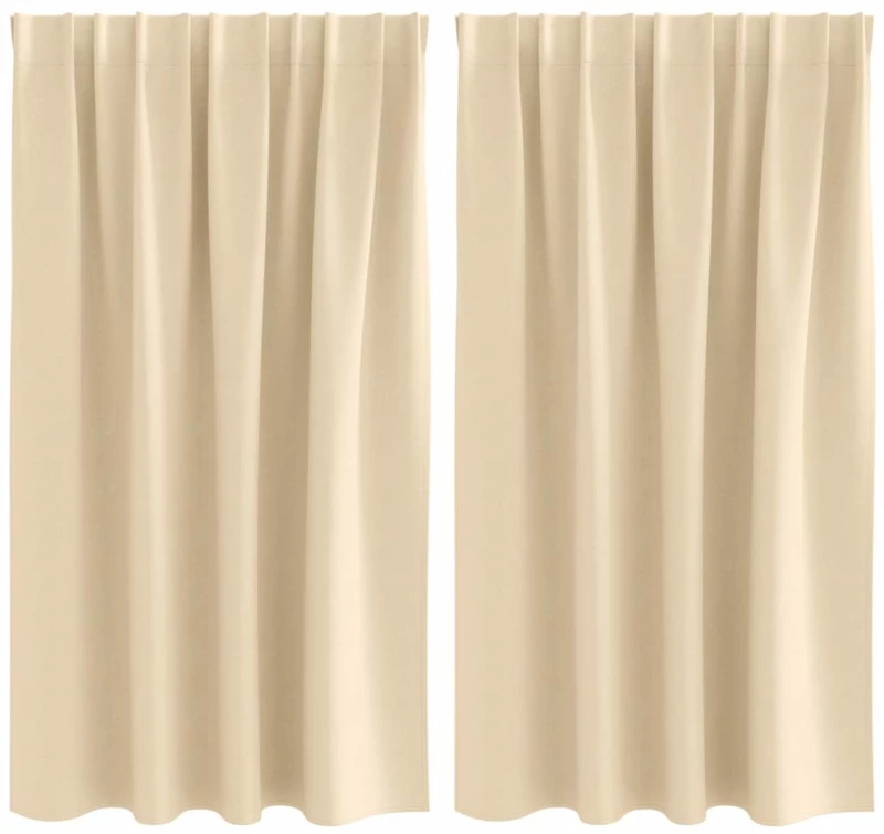 vidaXL Κουρτίνες με κουρτίνες 2 pcs Κρεμ 140 x 140 cm Πολυεστέρας
