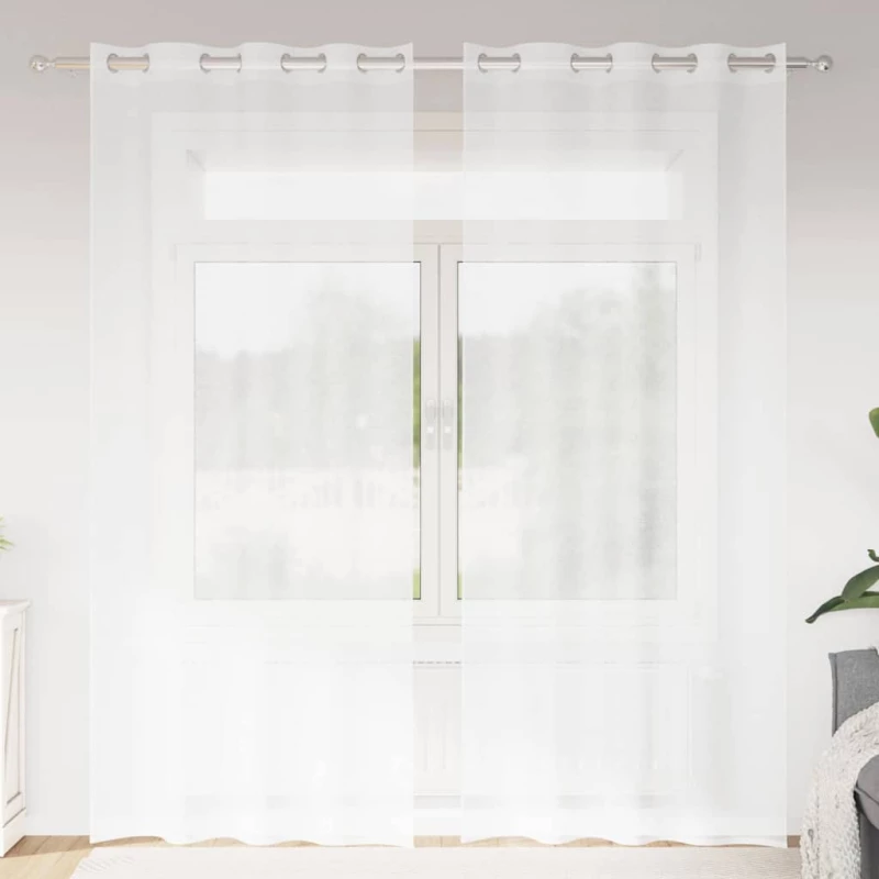 vidaXL Κουρτίνες με κουρτίνες 2 pcs Λευκό 140 x 245 εκ. Πολυεστέρας