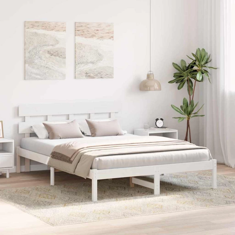 vidaXL Πλαίσιο Κρεβατιού με Κεφαλάρι Λευκό 140x200 εκ