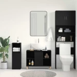 vidaXL Ντουλάπι Νιπτήρα Μαύρο Δρυς 80x33x60 εκ. από Τεχνητό Ξύλο