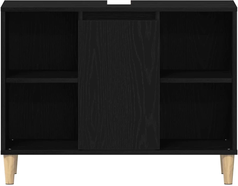 vidaXL Ντουλάπι Νιπτήρα Μαύρο Δρυς 80x33x60 εκ. από Τεχνητό Ξύλο