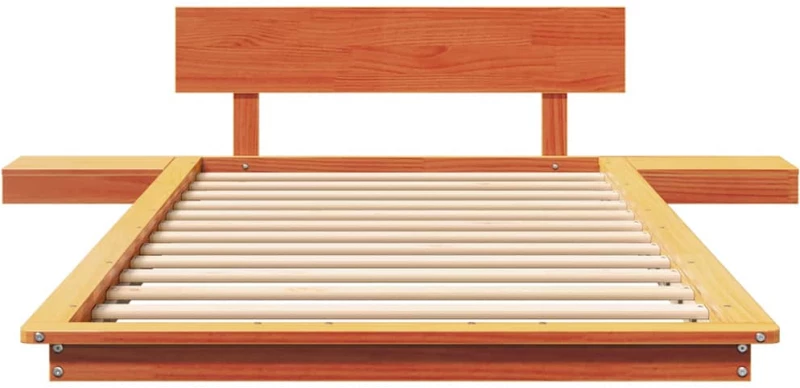 vidaXL Κρεβάτι Πλατφόρμα με Κομοδίνα Καφέ 75x190 εκ. Μασίφ Ξύλο