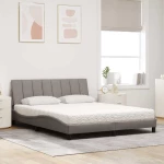 vidaXL Κρεβάτι Taupe 160x200 εκ. Υφασμάτινο