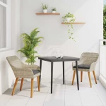 vidaXL Σετ τραπεζαρίας 3 pcs Ανοιχτό γκρι και Μαύρο 80 cm x 80 cm