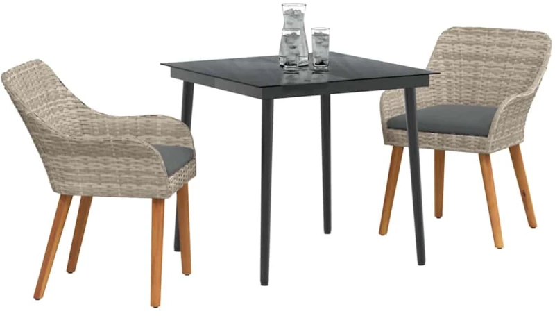 vidaXL Σετ τραπεζαρίας 3 pcs Ανοιχτό γκρι και Μαύρο 80 cm x 80 cm