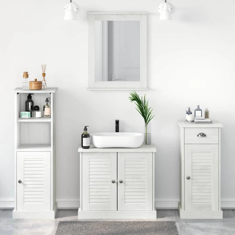 vidaXL Σετ Επίπλων Μπάνιου 3 pcs Λευκό αντικέ 37 x 34 x 110 εκ