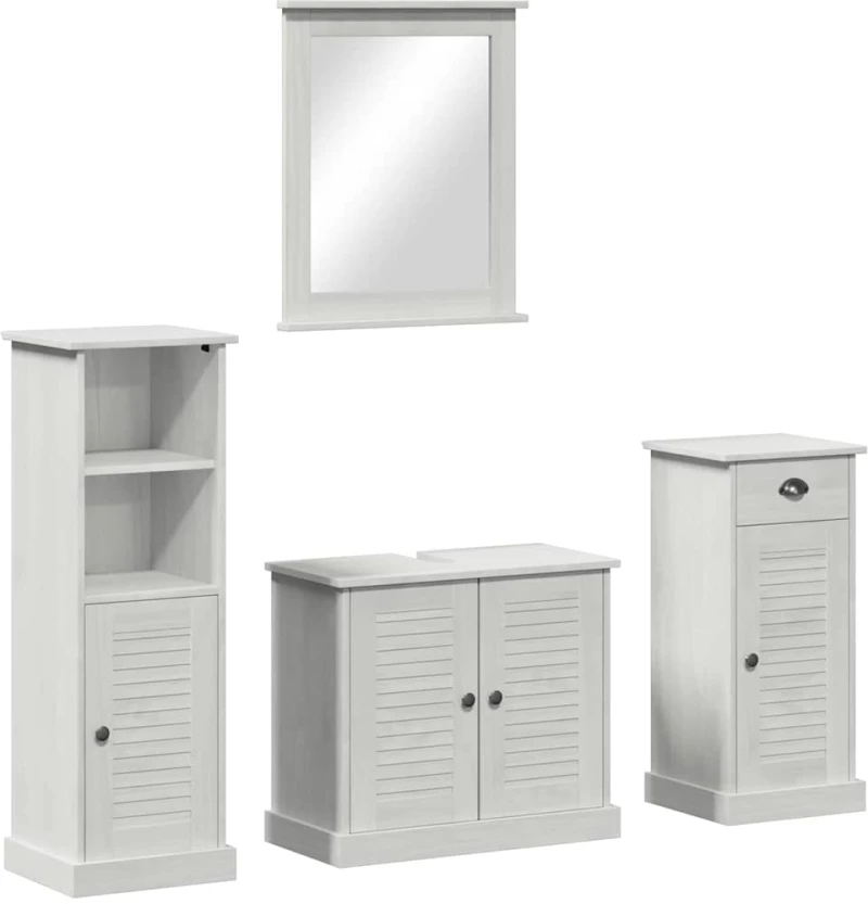 vidaXL Σετ Επίπλων Μπάνιου 3 pcs Λευκό αντικέ 37 x 34 x 110 εκ