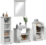 vidaXL Σετ Επίπλων Μπάνιου 3 pcs Λευκό αντικέ 37 x 34 x 110 εκ