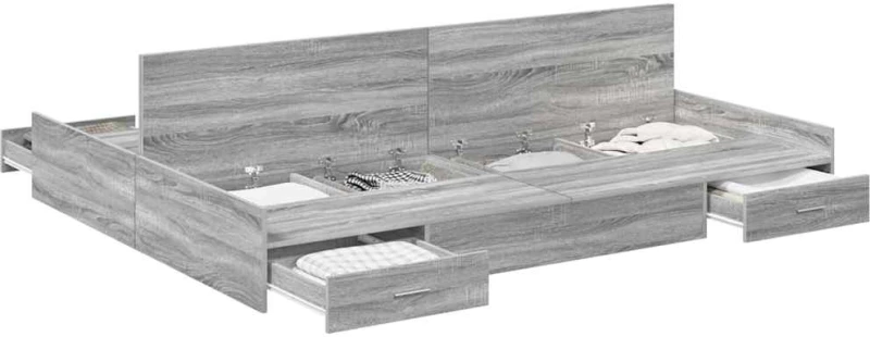 vidaXL Κρεβάτι με αποθηκευτικό χώρο Γκρι sonoma 150 x 200 cm