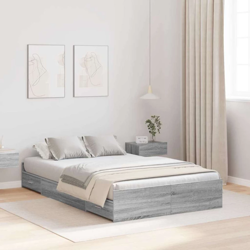 vidaXL Κρεβάτι με αποθηκευτικό χώρο Γκρι sonoma 120 x 200 cm