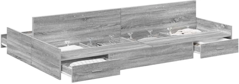 vidaXL Κρεβάτι με αποθηκευτικό χώρο Γκρι sonoma 120 x 200 cm
