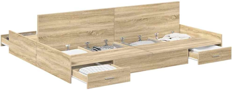 vidaXL Κρεβάτι με αποθηκευτικό χώρο Sonoma Δρυς 140 x 190 cm Μελαμίνη
