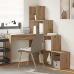 vidaXL Γωνιακό γραφείο με ράφι artisan δρυς 101.5 x 149.5 x 149.5 εκ.