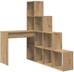 vidaXL Γωνιακό γραφείο με ράφι artisan δρυς 101.5 x 149.5 x 149.5 εκ.