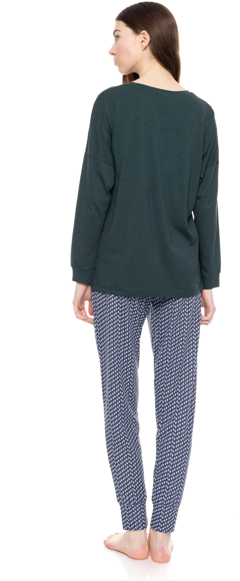 Γυναικεία Πυτζάμα Pink Label - Blue Print - Μονόχρωμη μπλούζα - Cotton - Regular Fit