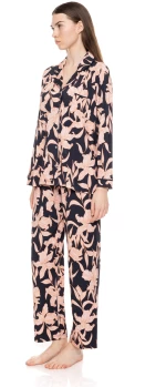 Γυναικεία Πυτζάμα Pink Label - Σεμιζιέ - Μπλε Floral - Regular Fit - Cotton