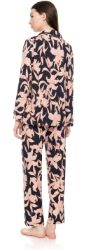 Γυναικεία Πυτζάμα Pink Label - Σεμιζιέ - Μπλε Floral - Regular Fit - Cotton