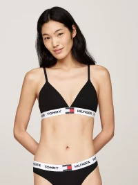Γυναικείο σουτιέν τριγωνάκι Tommy Hilfiger - Μαύρο - Logo - Cotton - Regular Fit
