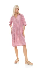 Γυναικείο Beachdress Pink Label - Φόρεμα - STRIPE PINK - Viscose - 3/4 Μανίκι