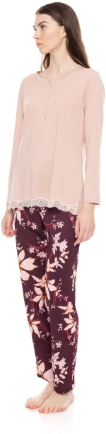 Γυναικεία Πυτζάμα Pink Label - Ροζ - Φλοράλ παντελόνι - Cotton - Regular Fit