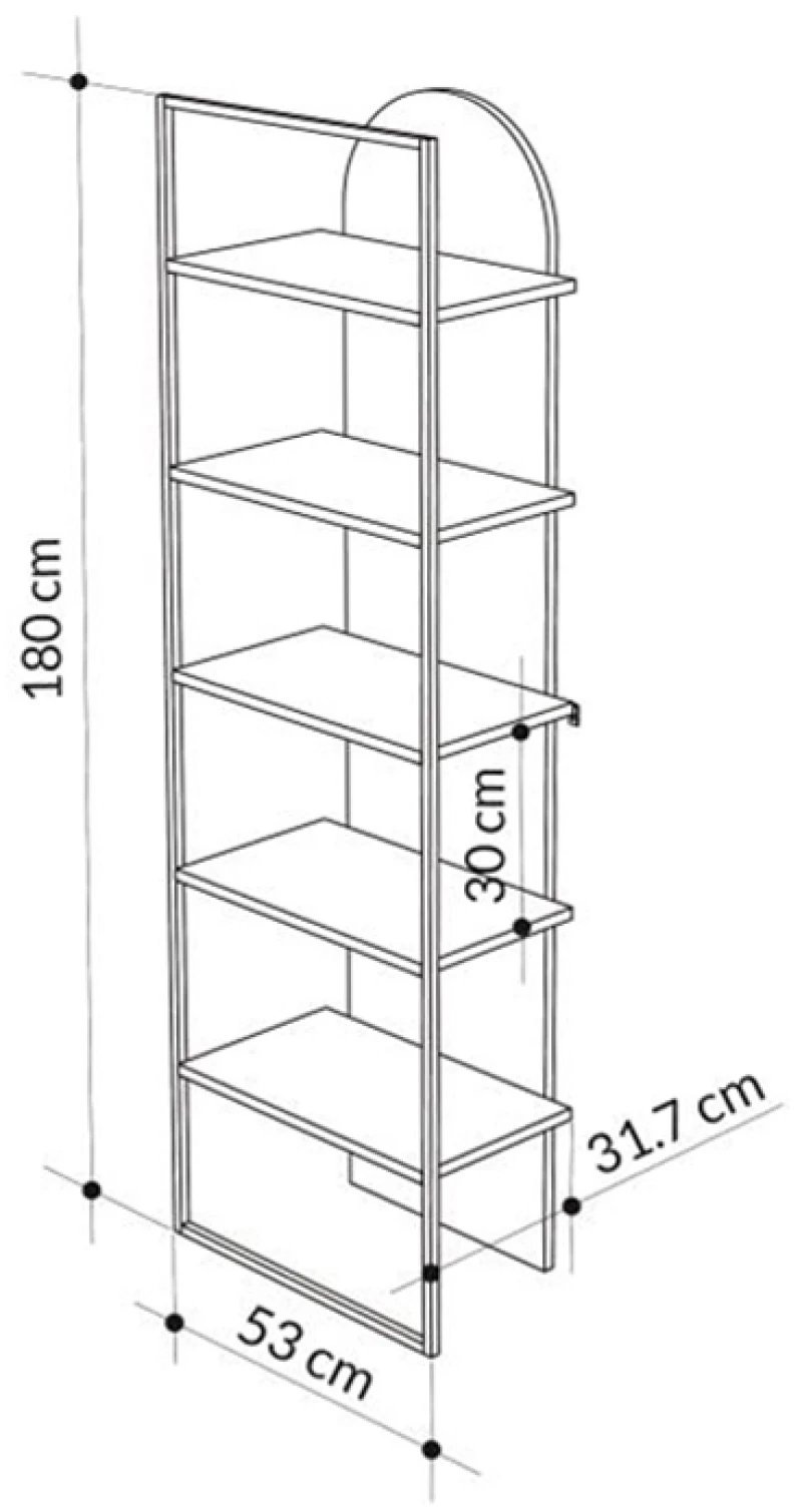 Βιβλιοθήκη Archy Megapap χρώμα ανοιχτό καρυδί 53x31,7x180εκ. - GP037-0261,3