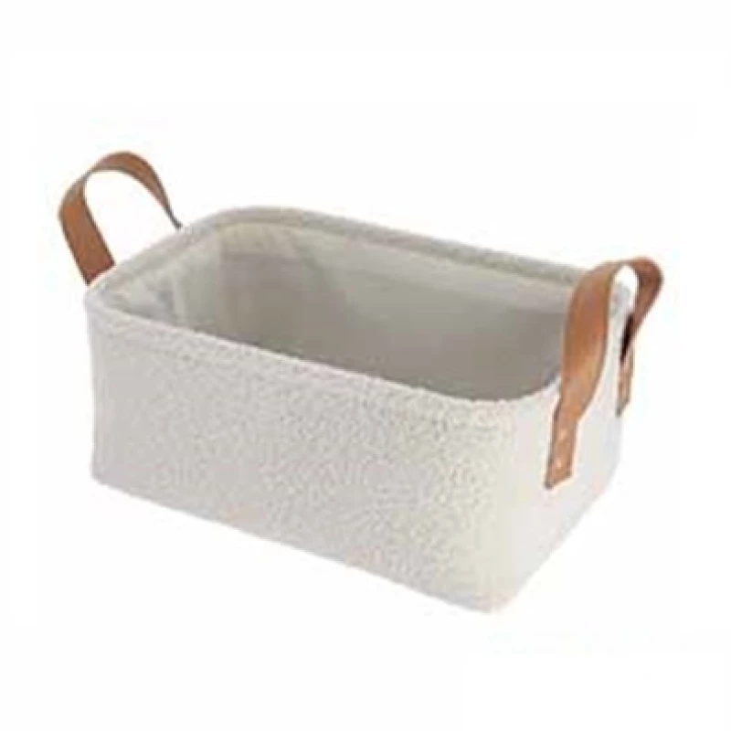 Καλάθι οργάνωσης λευκό/καφέ χερούλια 39X27X15,5cm