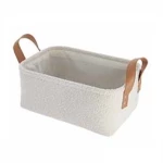 Καλάθι οργάνωσης λευκό/καφέ χερούλια 39X27X15,5cm