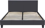 Κρεβάτι Flat Megapap από τεχνόδερμα χρώμα μαύρο ματ 150x200εκ. - GP002-0013,1