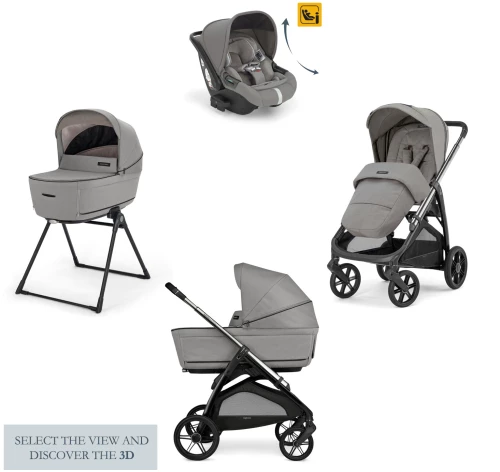 Inglesina Καρότσι Aptica Quattro χρώμα Platinum Grey με σκελετό Litio Black και παιδικό κάθισμα αυτοκινήτου Darwin Infant Recline KA62S0PLG