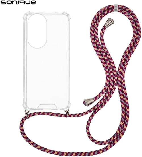 Θήκη Σιλικόνης με Κορδόνι Sonique Armor Clear Honor 200 Pro 5G Rainbow Μπορντό