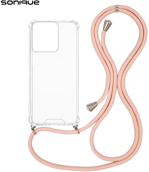 Θήκη Σιλικόνης με Κορδόνι Sonique Armor Clear Motorola Moto G75 5G Ροζ