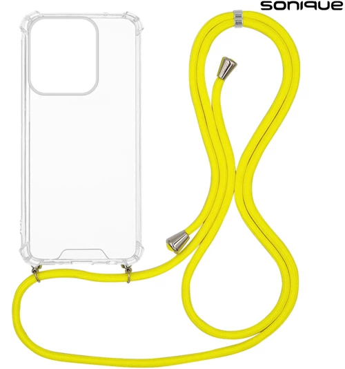 Θήκη Σιλικόνης με Κορδόνι Sonique Armor Clear Motorola Moto G15 4G / Moto G15 Power Κίτρινο