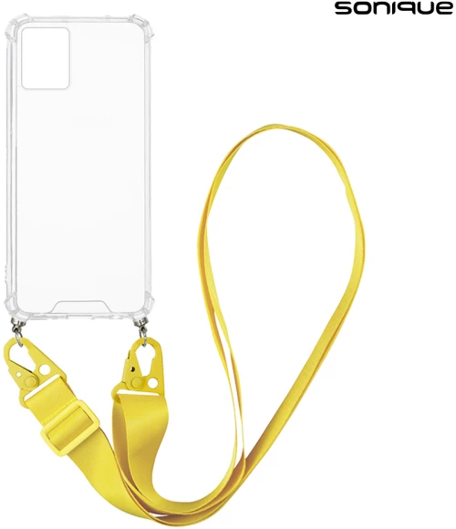 Θήκη Σιλικόνης με Strap Sonique Armor Clear Motorola Moto G75 5G Κίτρινο