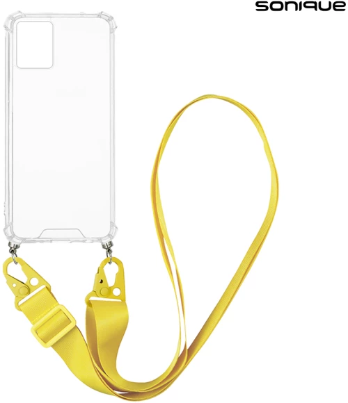 Θήκη Σιλικόνης με Strap Sonique Armor Clear Motorola Moto G53 5G Κίτρινο