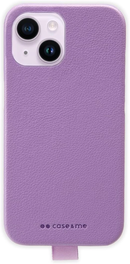 Sbs case&me iphone 15 case with leather finish, microfiber interior purple