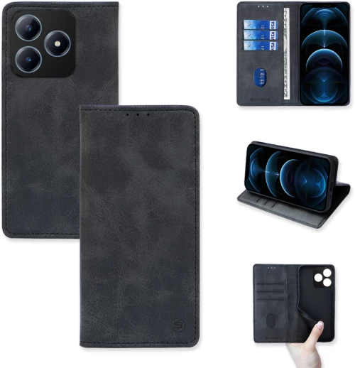 Θήκη Πορτοφόλι Vintage Magnet Wallet Sonique Realme C63 4G Μαύρο