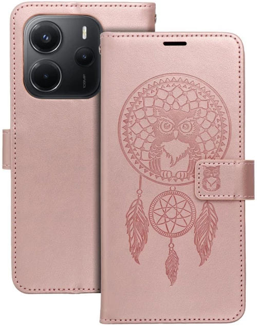 Mezzo Book Case For Xiaomi Redmi Note 14 4G (Global - 164,84Mm X 78,15Mm X 8,16Mm) Dreamcatcher Rose Gold