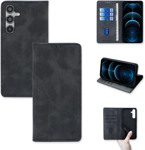 Θήκη Πορτοφόλι Vintage Magnet Wallet Sonique Samsung Galaxy M35 5G Μαύρο