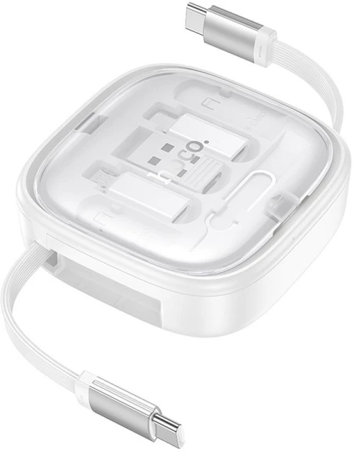 Cable All-In-One Retractable Charging Set Hoco Pd 3A 60W 0,95 M U140 White