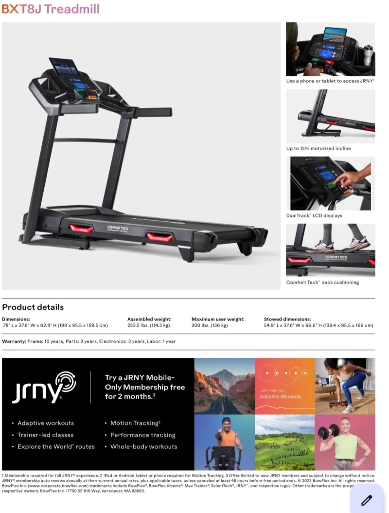 Διάδρομος Γυμναστικής BOWFLEX BXT8Ji