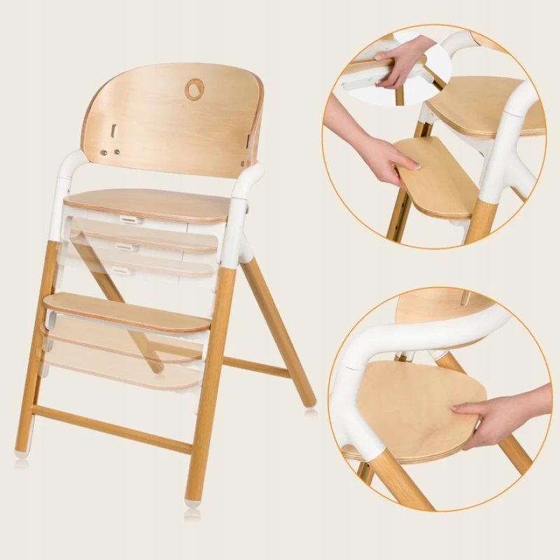 Lionelo Celia Καρεκλάκι φαγητού 3 σε 1 White Natural Wood