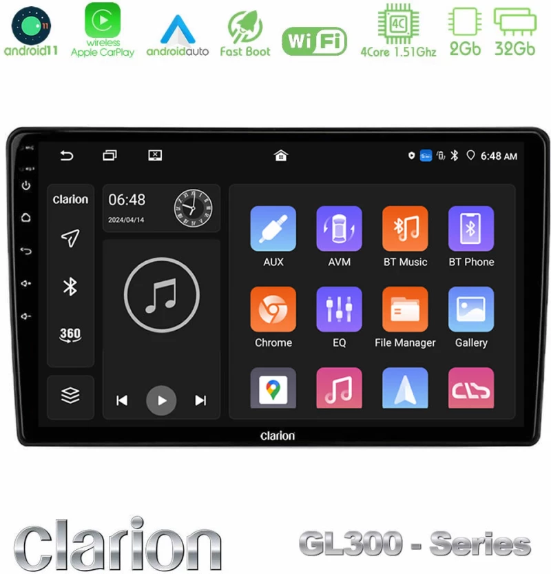 Clarion GL300 Series 4Core Android11 2+32GB Toyota Yaris 1999 – 2006 Navigation Multimedia Tablet 9" Με Carplay & Android Auto