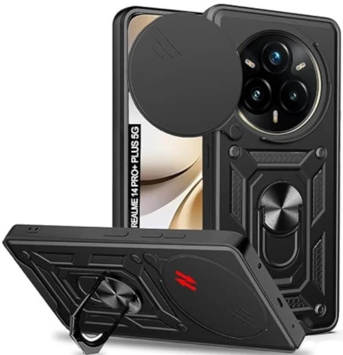 Θήκη Realme 14 Pro Plus Bodycell Armor Slide Ανθεκτική με Κάλυμμα για την Κάμερα & Μεταλλικό Ring Holder - Black (5206015080791)